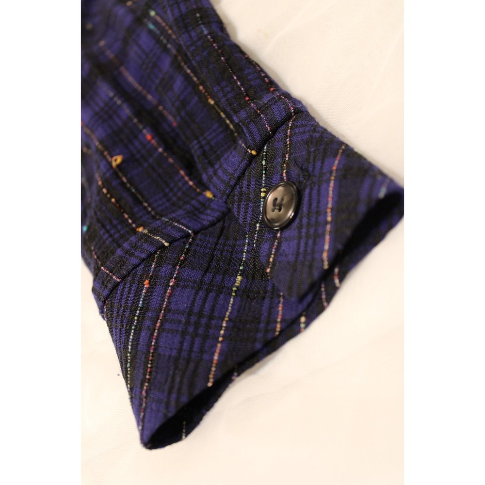 Vintage Expo 90s Maxi Plaid Button Up Dress 12 Black Purple Grunge Whimsigoth - Picture 7 of 9